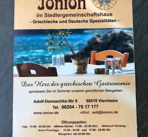 Neue Flyer – griechisches Restaurant Ionion neu in Viernheim